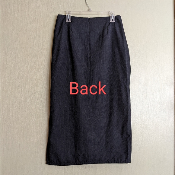 Studio Works Long Pencil Skirt 80's 90's Black Pinstripe Size 12 - Picture 6 of 12